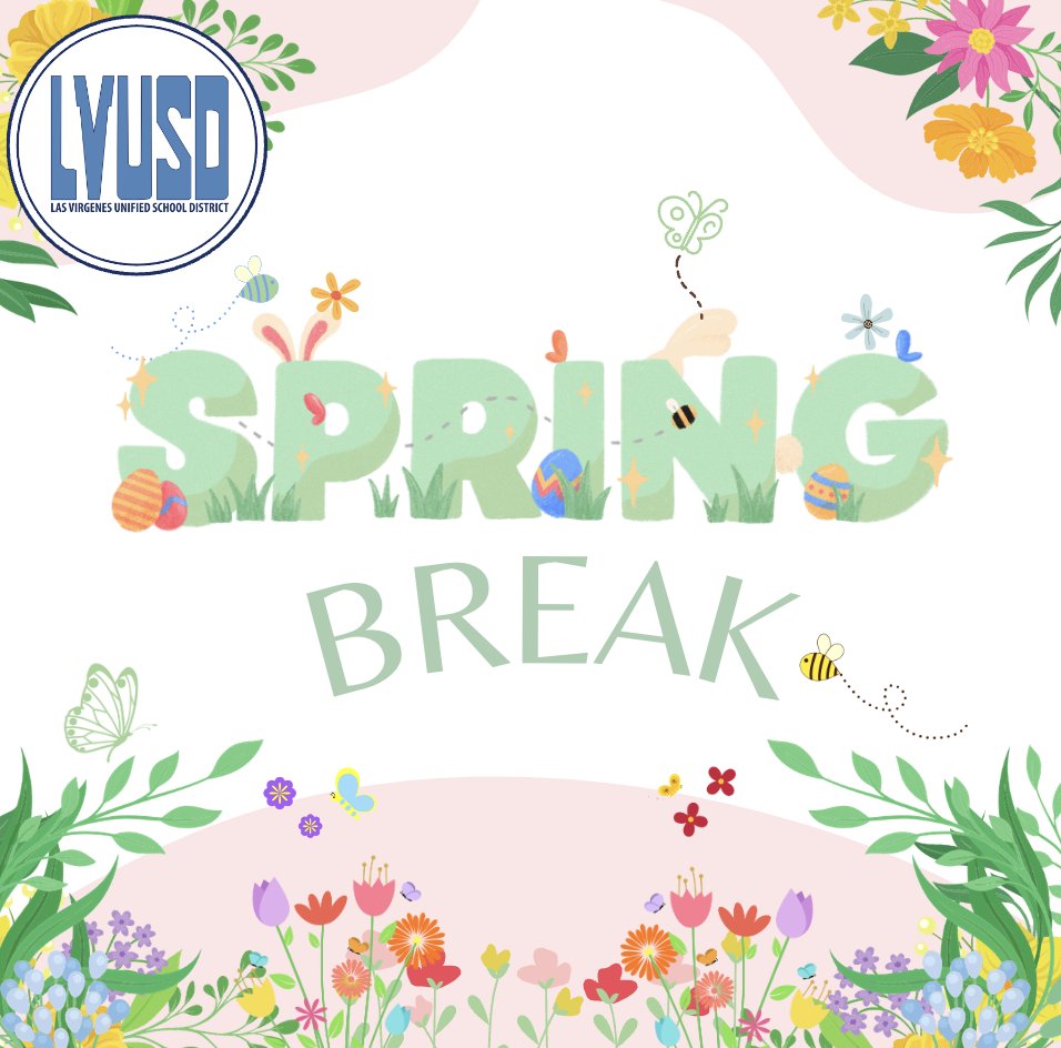 There is no school from Friday, March 29th - Friday, April 5. We will see you back on campus Monday, April 8. Enjoy Spring Break!