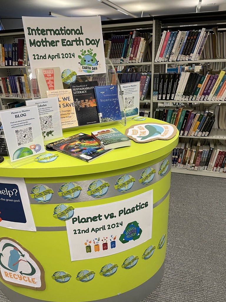 🌍To celebrate *International Mother Earth Day on 22nd April*, we have a display located on the second floor quiet zone. Find out about local initiatives, resources available through the library and try the #PlasticDetox challenge. @CCCUStudents
