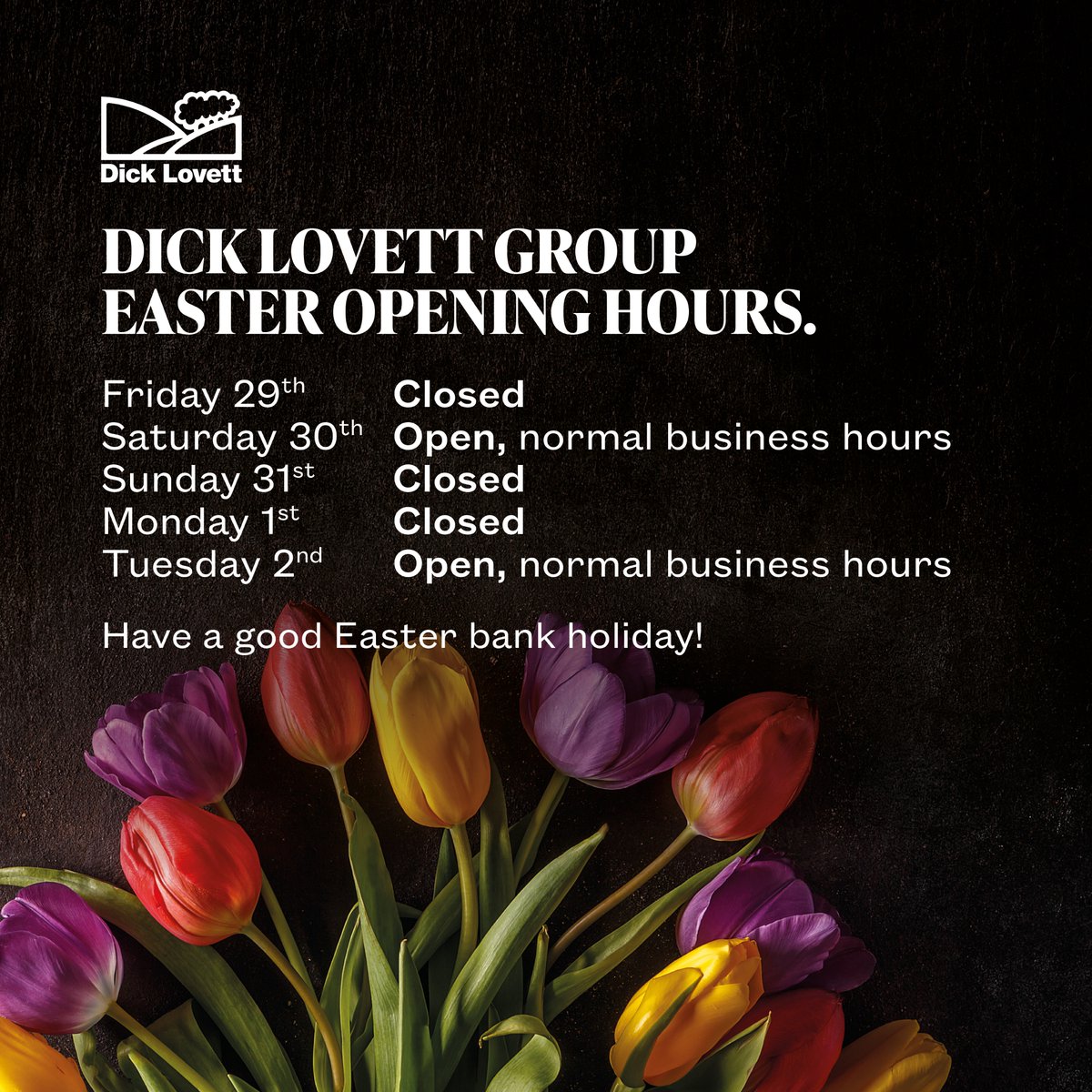 As the Easter bank holiday weekend approaches, we would like to inform you of our opening hours if you're due to visit any of our dealerships over the coming few days. We hope you have a great weekend!