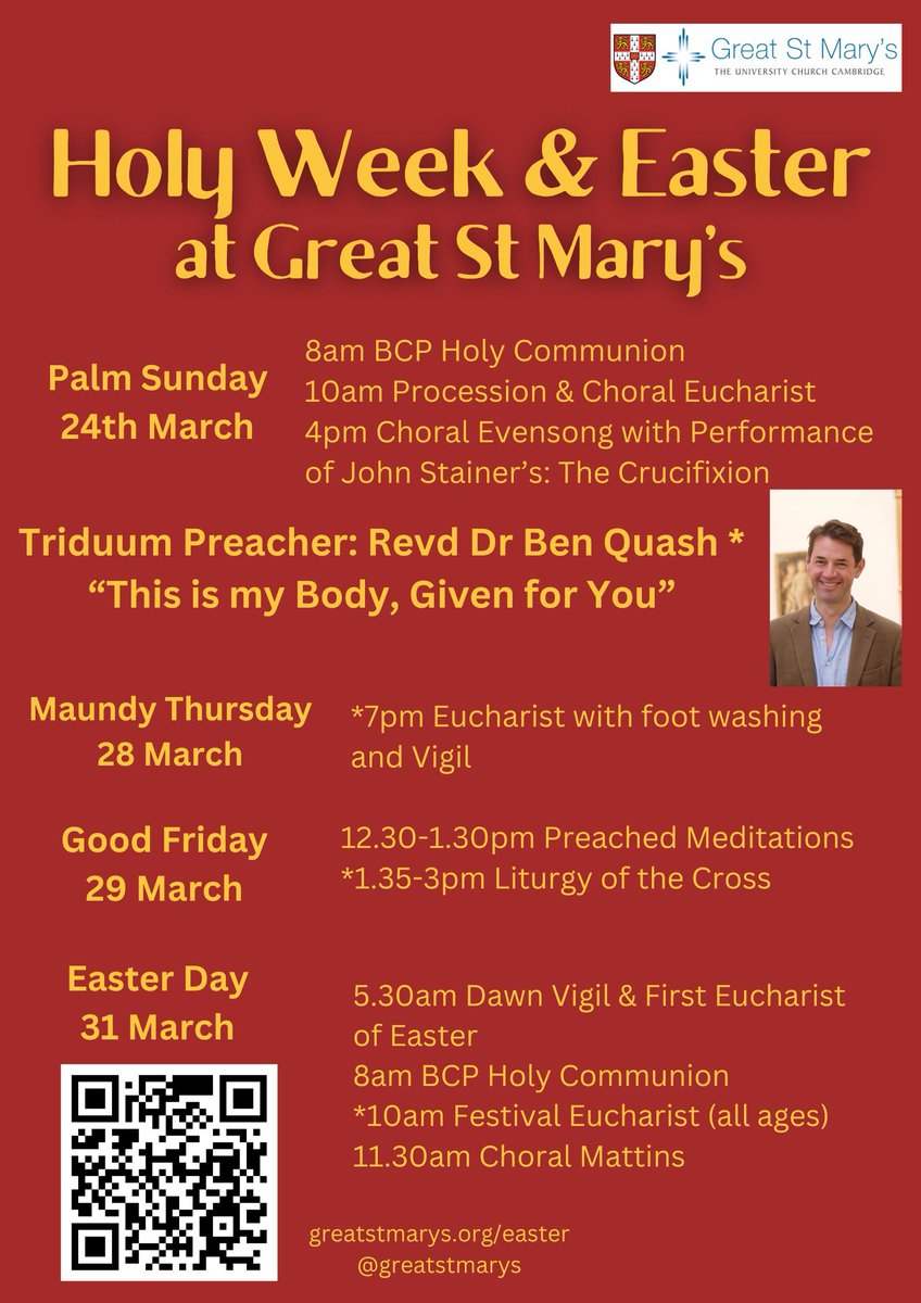 Come and join us to celebrate Maundy Thursday, Good Friday and Easter Sunday!