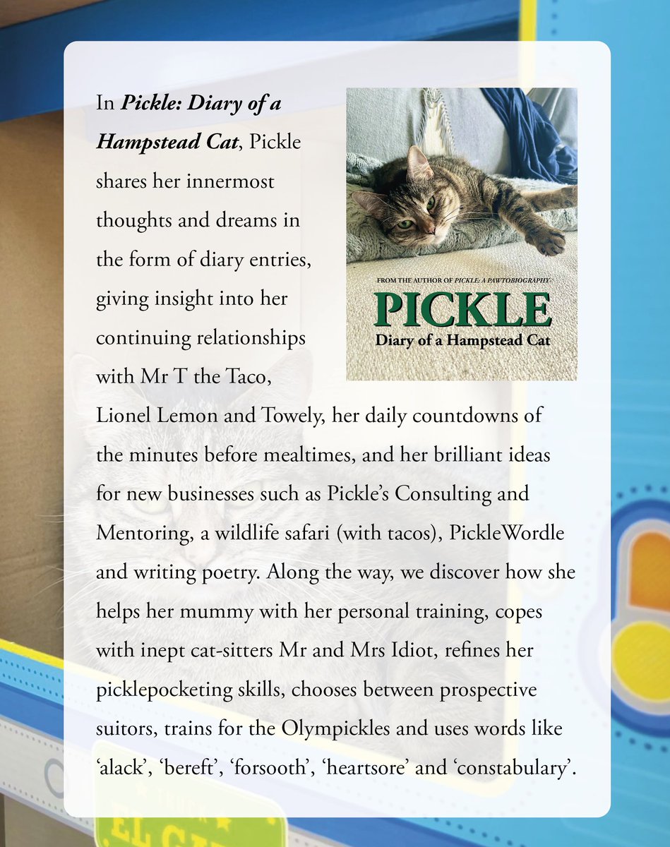 Exciting mews! @PickliciousF's second book has been published! Please order direct from @GonzotheCat1. Pickle will be signing a selected number of copies after Easter. All profits donated to @FelineFriendsUK & @AllDogsMatter. Thank you @JaneFallon & @rickygervais! 🙏 #PickleDiary
