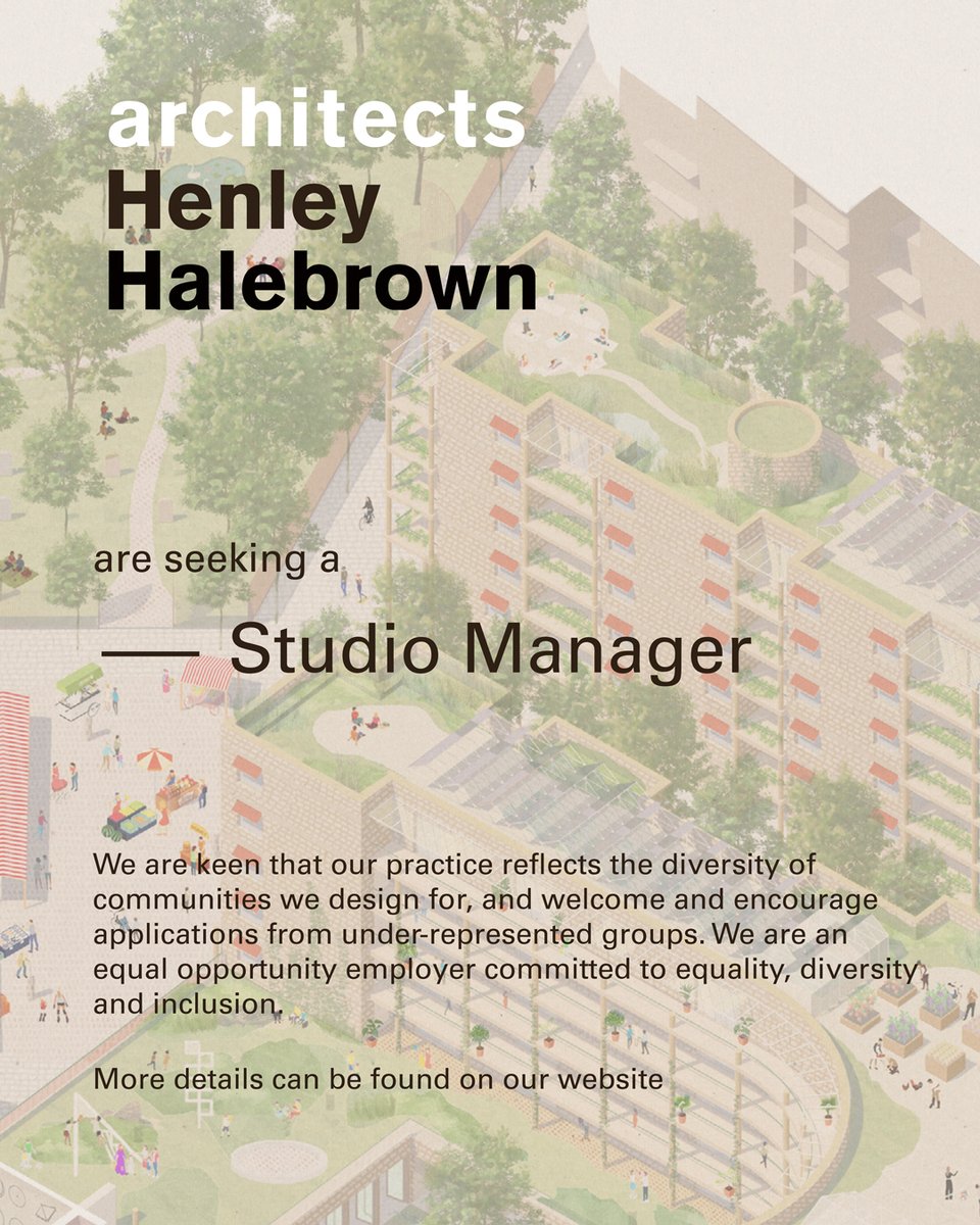 We're hiring! We're currently looking for a Studio Manager. For full details and how to apply, visit our website: henleyhalebrown.com/studio/employm…