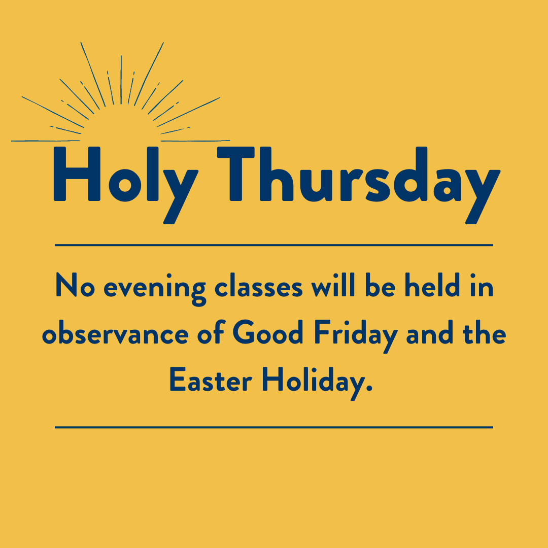Hey, Rattlers! No evening classes will be held in observance of Good Friday and Easter Sunday. #StMU