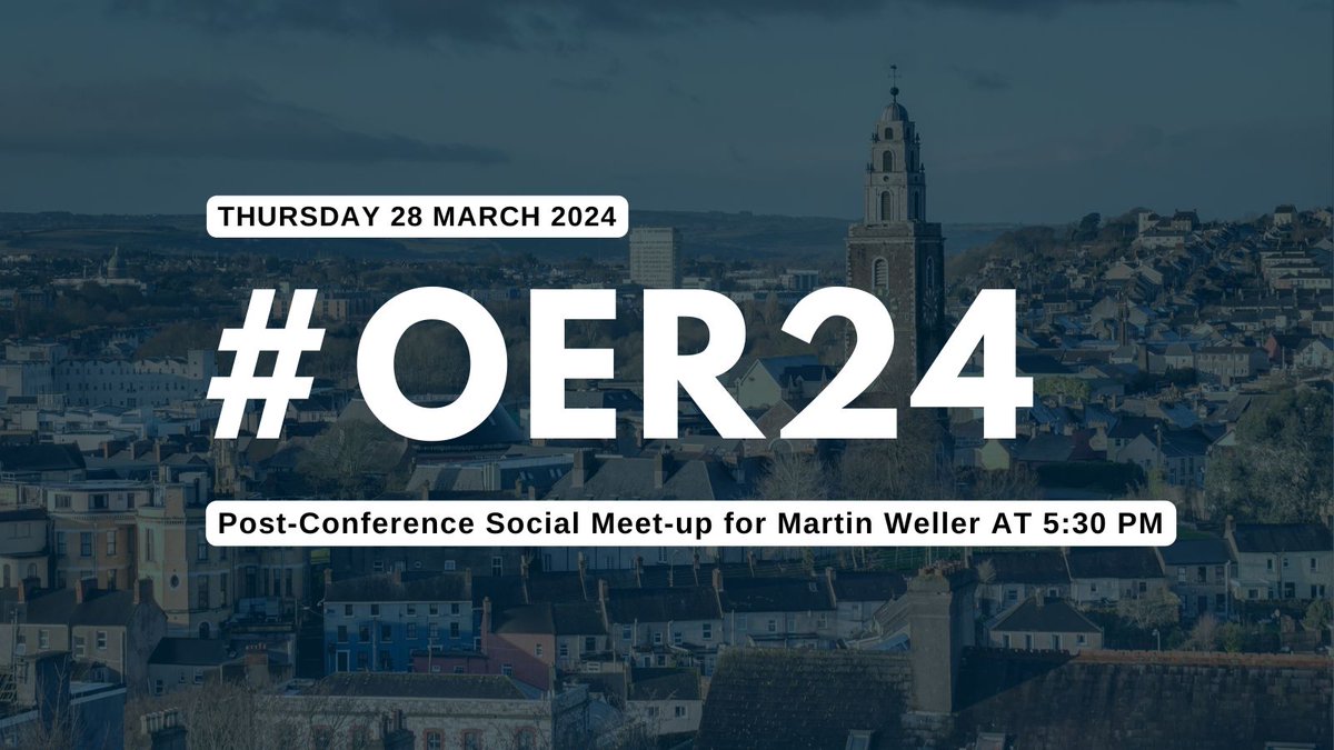 Join us for an informal social gathering at the end of the conference at 5:30 PM, in one of Cork City’s most iconic pubs to celebrate Martin Weller's 30 years in EdTech as he embarks on a new chapter in his career. Details can be found in your joining instructions. #altc #OER24