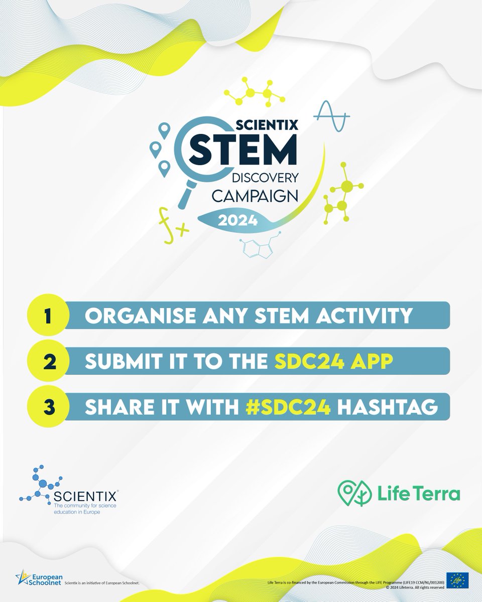 Scientix (@scientix_eu) on Twitter photo 🤩 Are you ready for the 2024 STEM Discovery Campaign?
📝 Enter the @Scientix_eu Awards by pinning your #STEM activity on the map between Feb 1 - Apr 30🗺
👏 Win exciting prizes & connect with teachers from all around the world!
<a href="/LIFETerraEurope/">Life Terra</a> 👉 bit.ly/24SDC #SDC24 🤩 Are you ready for the 2024 STEM Discovery Campaign?
📝 Enter the @Scientix_eu Awards by pinning your #STEM activity on the map between Feb 1 - Apr 30🗺
👏 Win exciting prizes & connect with teachers from all around the world!
<a href="/LIFETerraEurope/">Life Terra</a> 👉 bit.ly/24SDC #SDC24