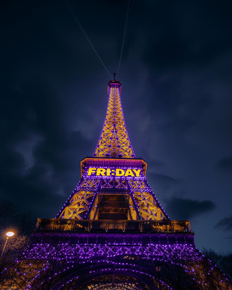 FRIDAY_Assure's tweet photo. Vous êtes nombreux à l'avoir vu vendredi soir ! Aucun assureur ne l'avait jamais fait... FRIDAY l'a fait !

Tous les friday du mois d'avril, la dame de fer se parera de jaune et de violet pendant une minute 💛💜

Un grand merci à la Ville de @Paris d'avoir cru en notre projet 🙏 https://t.co/GPo2KVZzCz