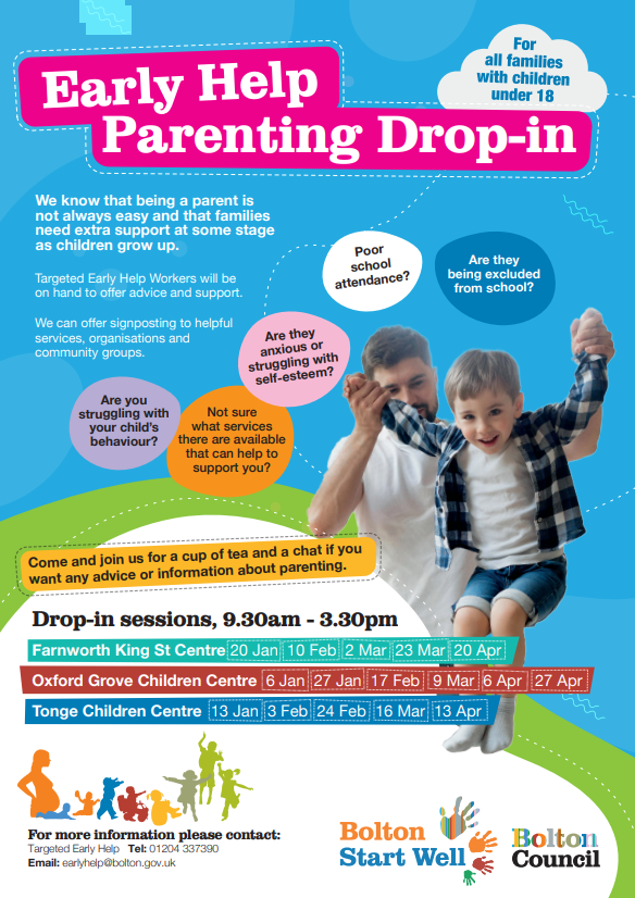Join the Early Help team for a cup of tea and a chat if you want any advice or information about parenting.