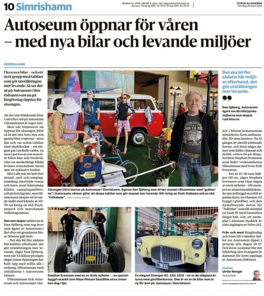 Autoseum1's tweet photo. Varmt välkomna när vi öppnar för säsongen i morgon Långfredagen!
Vi har öppet alla dagar - från 10 - 17. 
Ystadsallehanda har skrivit en så fin artikel om oss. https://t.co/OGzWeJVevw