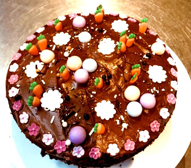 Sandra has made a special #Easter #chocolate #cake for Walnut Tree Cafe at Sands End Arts & Community Centre. The #cafe is open throughout the Easter #weekend 8.30am to 4.30pm #goodfriday to #eastermonday. #seaccfulham #walnuttreecafe #fulham #communitycentre #artscentre
