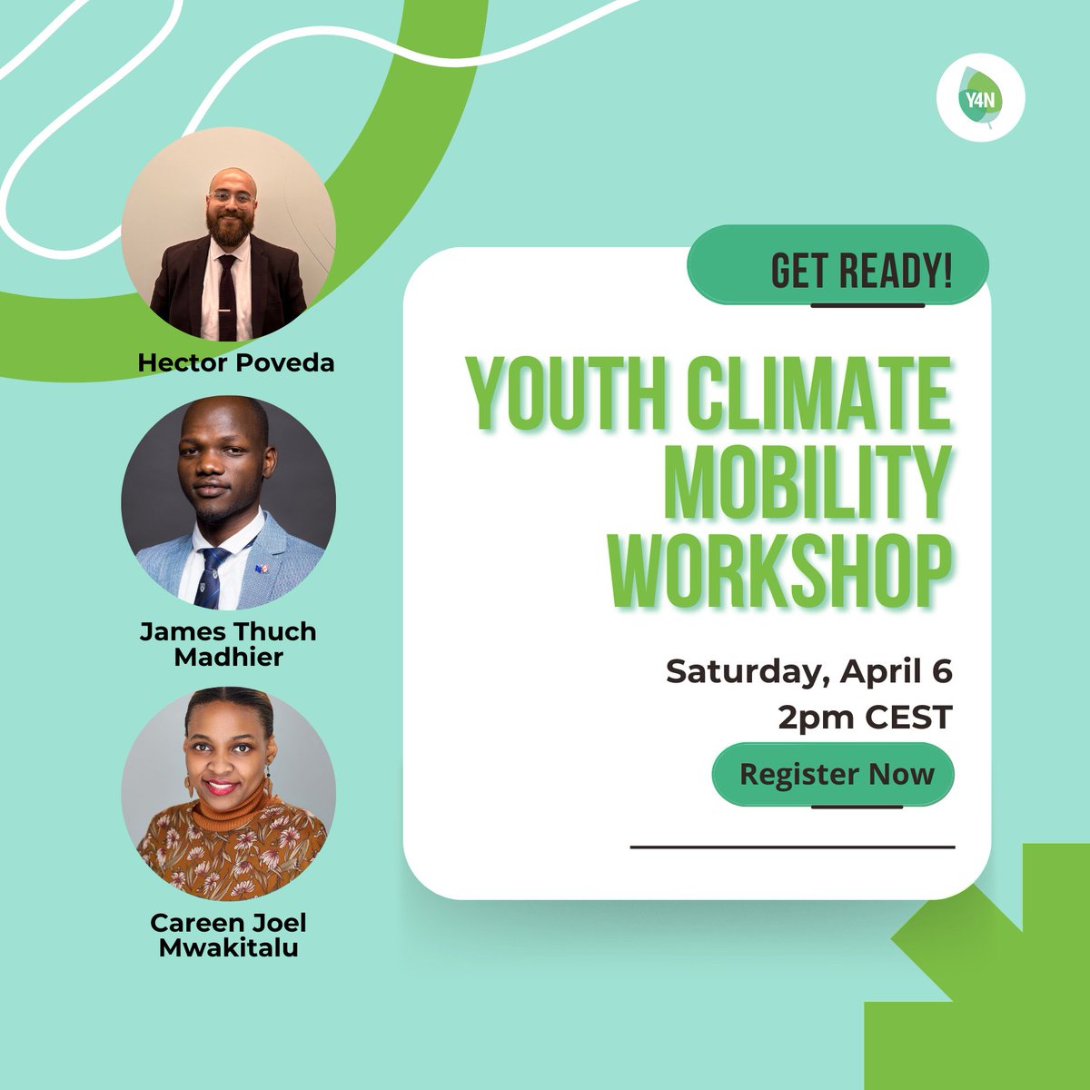 Youth4Nature (@y4nature) on Twitter photo ⏰ You still have time to join us in a discussion on #climatemobility at the upcoming ‘Youth Climate Mobility Workshop’ on 6 April, at 2pm CEST! 🚀
Sign up to participate ➡️ us02web.zoom.us/meeting/regist…
<a href="/JamesThuch/">James Thuch Madhier</a> <a href="/carie_joe/">Careen Mwakitalu</a> <a href="/steph_ulivieri/">Stephanny Ulivieri (she/her)</a> ⏰ You still have time to join us in a discussion on #climatemobility at the upcoming ‘Youth Climate Mobility Workshop’ on 6 April, at 2pm CEST! 🚀
Sign up to participate ➡️ us02web.zoom.us/meeting/regist…
<a href="/JamesThuch/">James Thuch Madhier</a> <a href="/carie_joe/">Careen Mwakitalu</a> <a href="/steph_ulivieri/">Stephanny Ulivieri (she/her)</a>