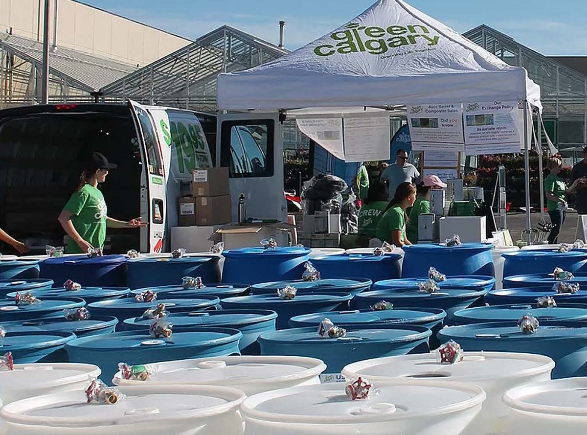 Pre-orders for Green Calgary rain barrels start today! When you pre-order, you can pick it up from any of the locations listed in the link, or have it delivered to you. Delivery costs are $35 for the first barrel, $10 for each additional barrel. #yyc calgary.ca/water/programs…