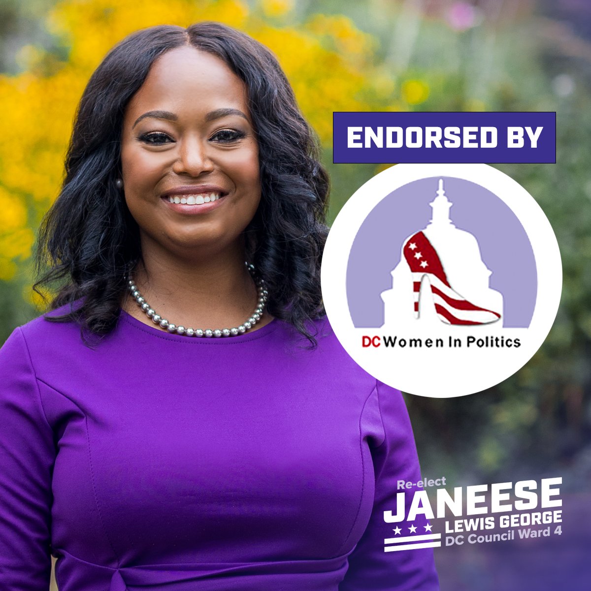 I’m honored to earn the support of an overwhelming majority of @dcwomen_politcs poll participants! DC Women in Politics encourages women to run for office in DC, and I'm grateful for their ongoing work to make the political landscape more equitable and inclusive.