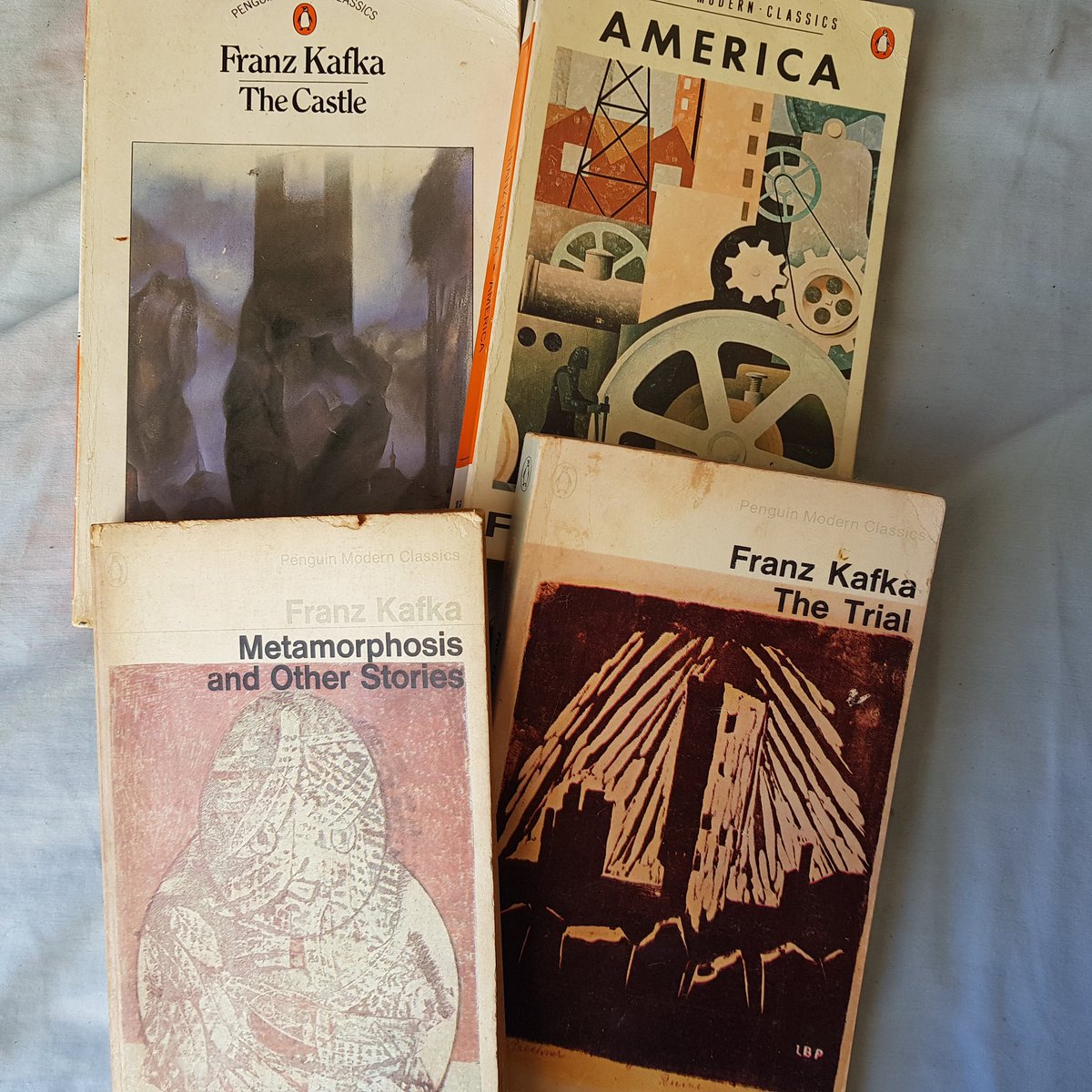 mbaillie's tweet image. The #Kafka collection nears completion! One of the first writers I got into. I was 13. Hated school. Loved heavy metal. It was those awesome covers! #penguinmodernclassics #bookcovers