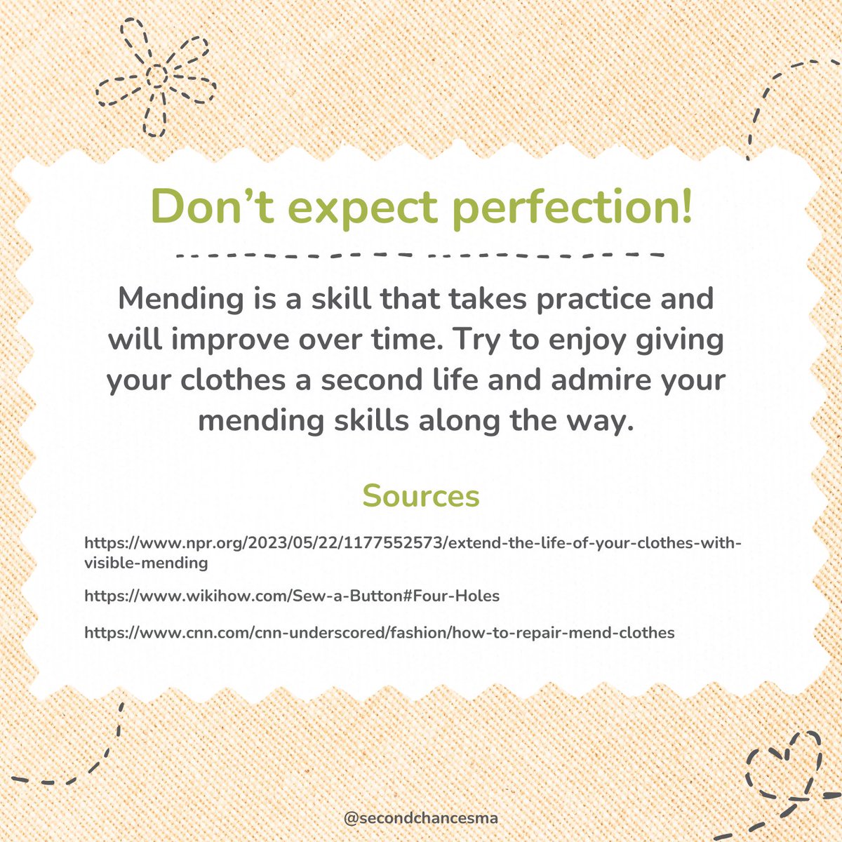 Enjoy giving your clothes a second life and building your mending skills along the way!

#sustainability #visiblemending #mending #repair #darning #lovedclotheslast #reducewaste #slowfashion #sustainablefashion #secondchances