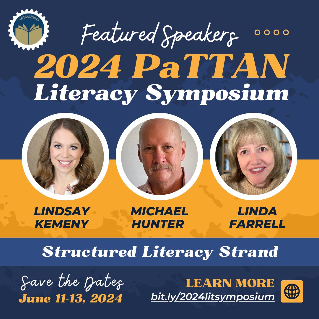 Join us at the 2024 PaTTAN Literacy Symposium! The Structured Literacy Strand will be featuring national speakers @LindsayKemeny, Michael Hunter, and Linda Farrell. Learn more at bit.ly/2024litsymposi… or register at pattan.net/Events/Confere… #literacymatters #PaTTANLitSymposium