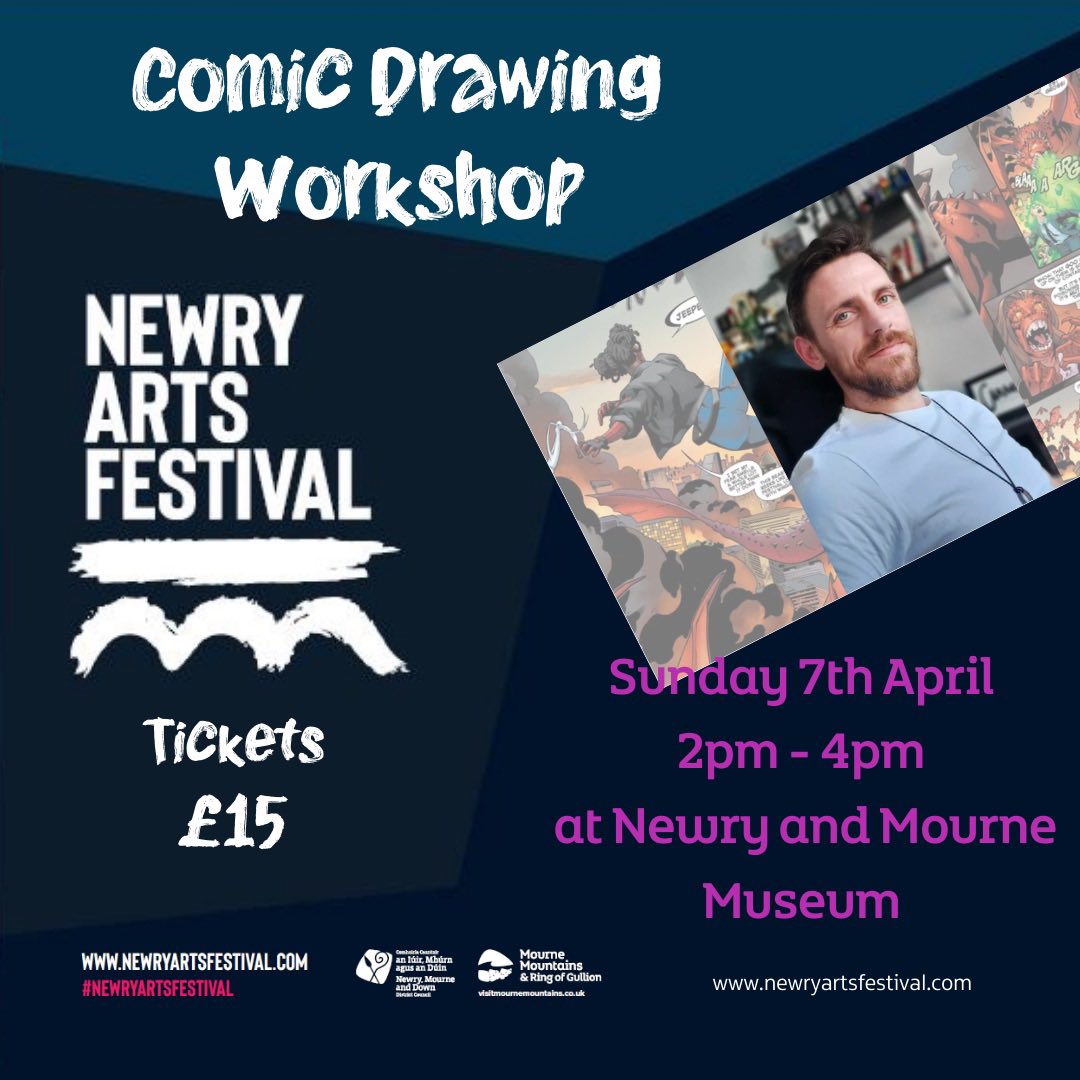 I’m over the moon to be hosting a Drawing Comics workshop at Newry Arts Festival next weekend! The class will run from 2pm-4pm at Newry & Mourne Museum on Sunday April 7th. You can get all the info and book tickets below: visitmournemountains.co.uk/whats-on/comic… #newryartsfestival #visitmourne