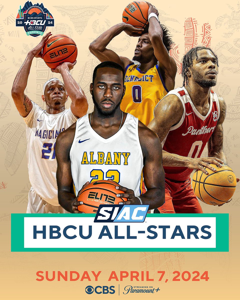 These HBCU All-Stars are ready to represent @thesiac in the 2024 HBCU All-Star Game! Watch the game Sunday April 7 on CBS at 4 p.m. ET. Coverage begins at 3 p.m. ET #hbcuallstargame #thebestinblackcollegebasketball