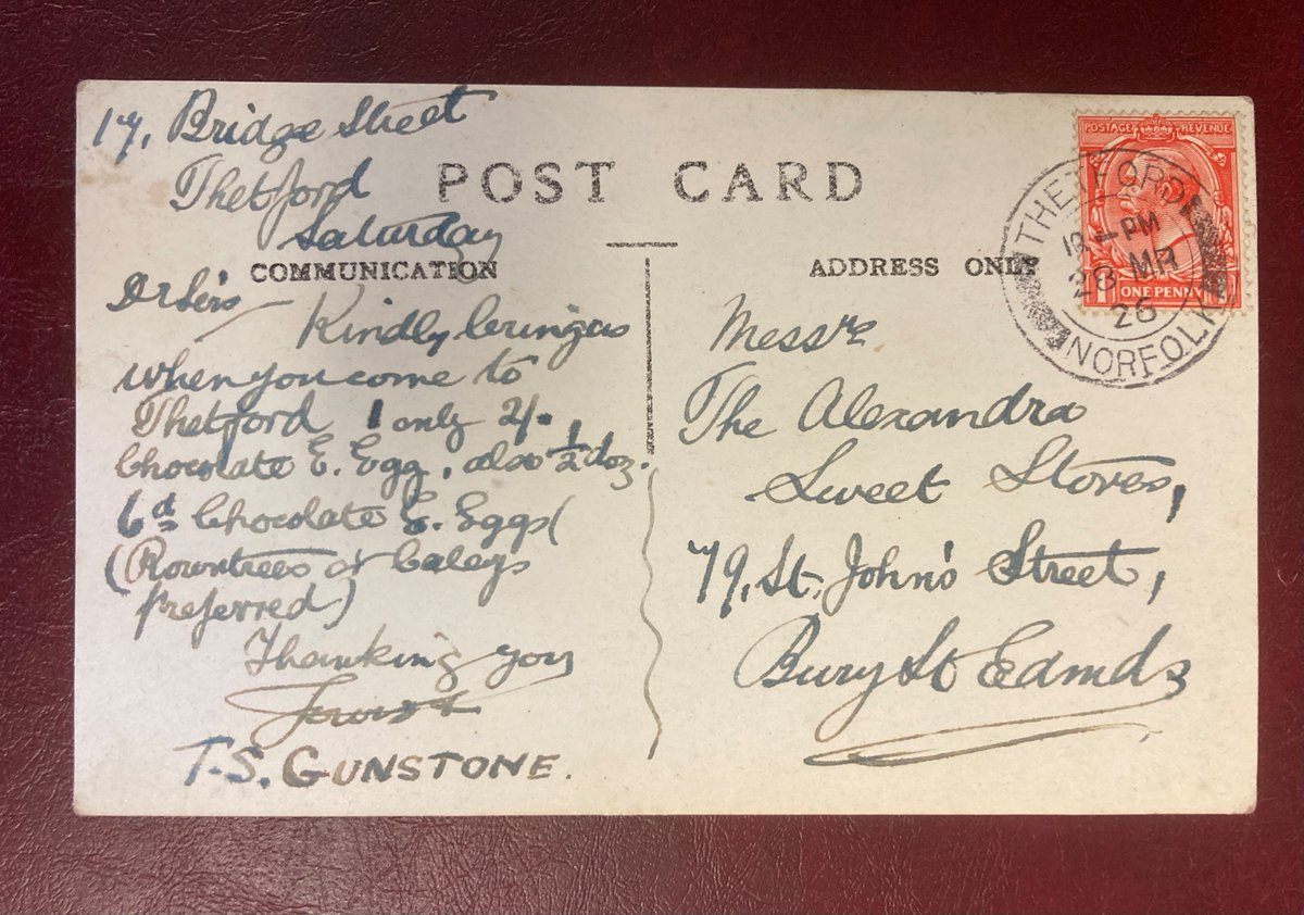 AncientHouseMus's tweet photo. Happy Easter!
This #postcardAH of St Cuthbert's Church, Thetford was used to send a request for chocolate Easter eggs - Caley's or Rowntree preferred!
Did you get an Easter Egg today? https://t.co/rguQkIN2Ye