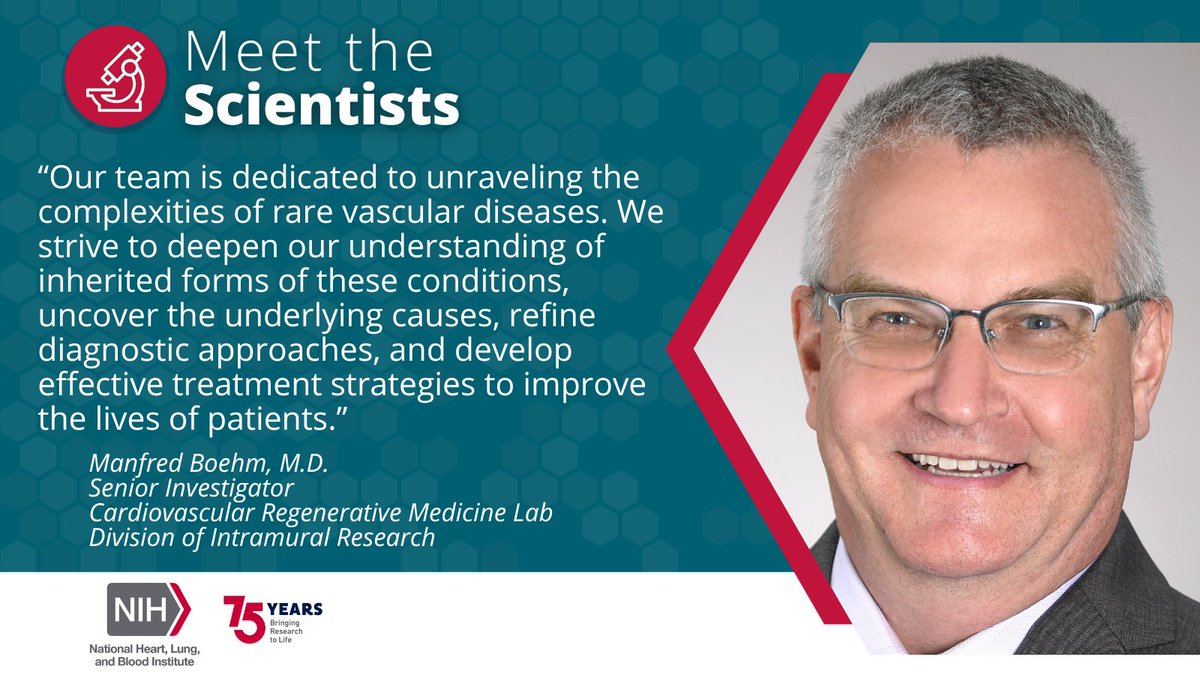 The Cardiovascular Regenerative Medicine Lab, led by Dr. Manfred Boehm, is focused on identifying and better understanding the molecular mechanisms underlying human vascular diseases with the goal of developing new therapeutic approaches. go.nih.gov/vWjotrf #nhlbi75