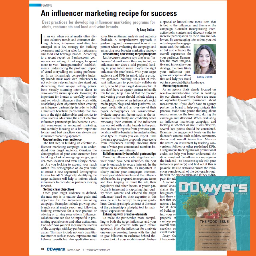 Hemsworth PR (@hemsworthpr) on Twitter photo Hemsworth Associate VP Lacey Outten shares her thoughts on best practices for developing #InfluencerMarketing programs in this year’s Food & Beverage issue of <a href="/odwyerpr/">O'Dwyer's PR News</a>: bit.ly/4arbOD6 | #socialmedia #foodandbeverage #culinarytrends #brandawareness Hemsworth Associate VP Lacey Outten shares her thoughts on best practices for developing #InfluencerMarketing programs in this year’s Food & Beverage issue of <a href="/odwyerpr/">O'Dwyer's PR News</a>: bit.ly/4arbOD6 | #socialmedia #foodandbeverage #culinarytrends #brandawareness