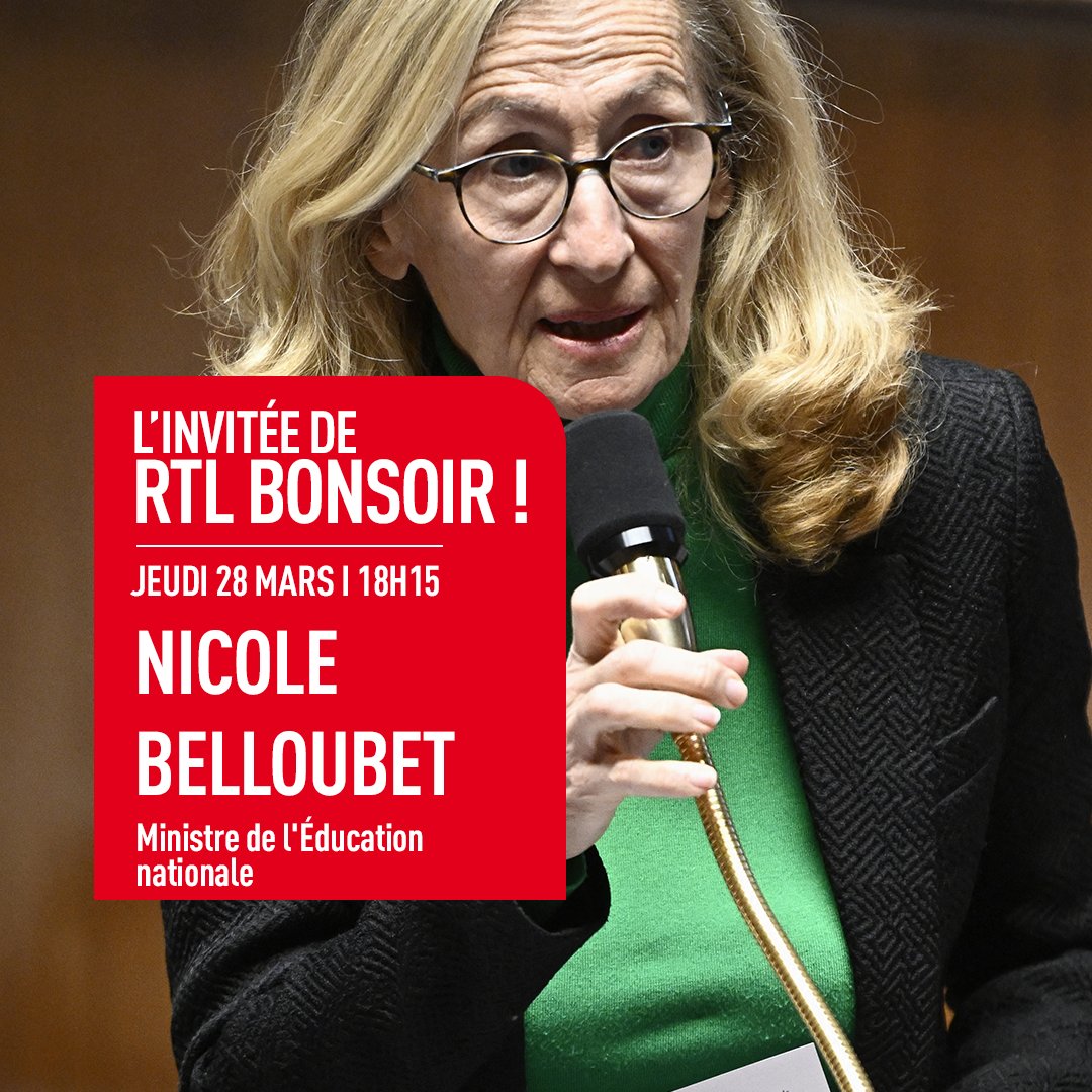 📻@NBelloubet, ministre de l’Éducation nationale sera l’invitée de#RTLBonsoir ! Elle s’exprimera pour la première fois sur le départ du proviseur du lycée Maurice Ravel à Paris. Elle sera au micro de @JSellier et @CyprienCini à 18h15