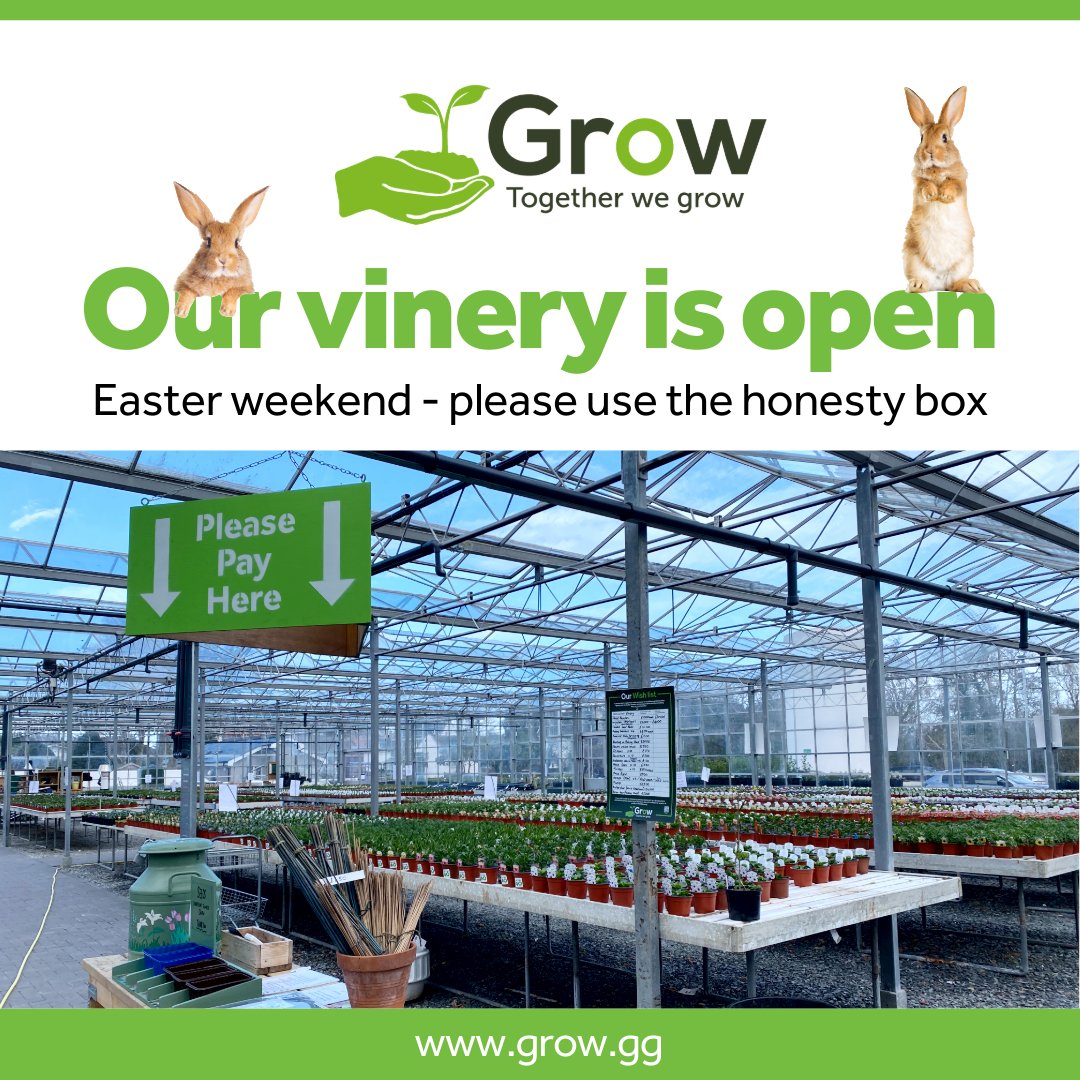 Our vinery is now full of plants for you. The Café and admin building will be closed over Easter weekend, but the vinery will be open. Please use the honesty box - there is a card machine available, but please bring cash just in case.