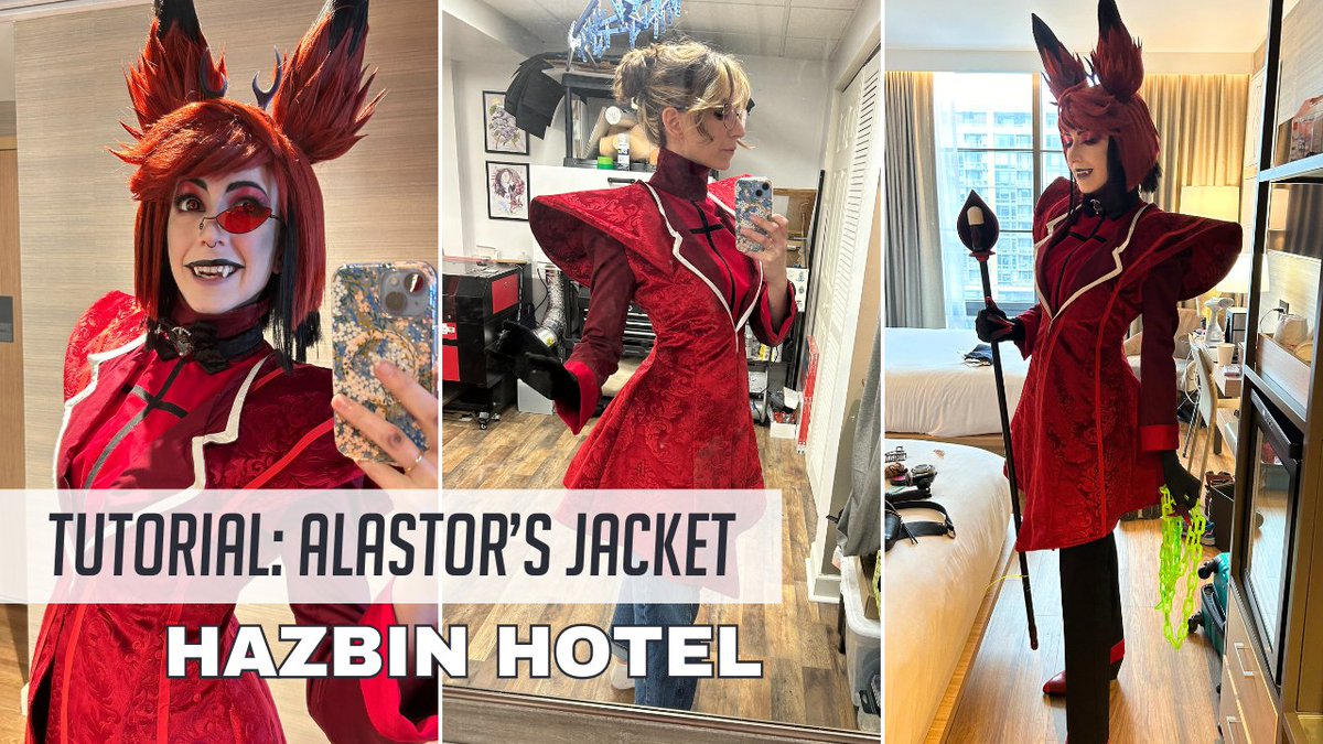 Do you have a face that's made for radio? Then let's go step-by-step to make Alastor's famous jacket from Hazbin Hotel! Click to watch now: youtu.be/Vrf7h0xl-nY #alastorhazbinhotel #alastor #alastorcosplay #HazbinHotel