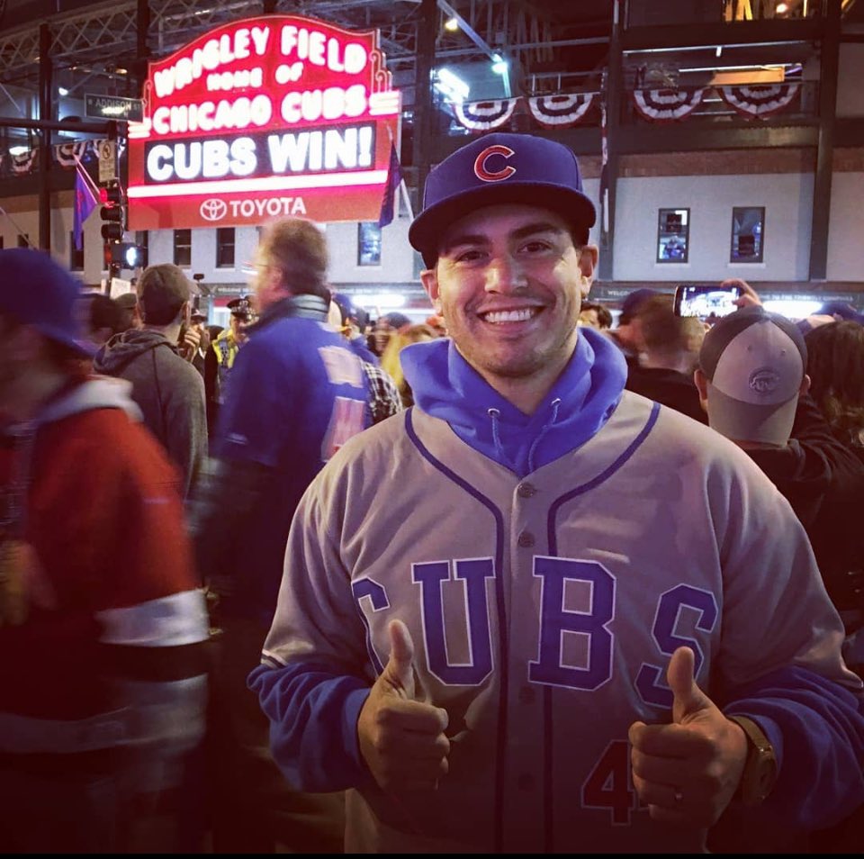 @CubDownunder took this photo of @adammamawala after Game 5 of the World Series. Adam’s phone had died and he wanted to capture the moment. It wasn’t until years later that they both made the connection and realized who each other were. Cubs fandom > everything ❤️🐻