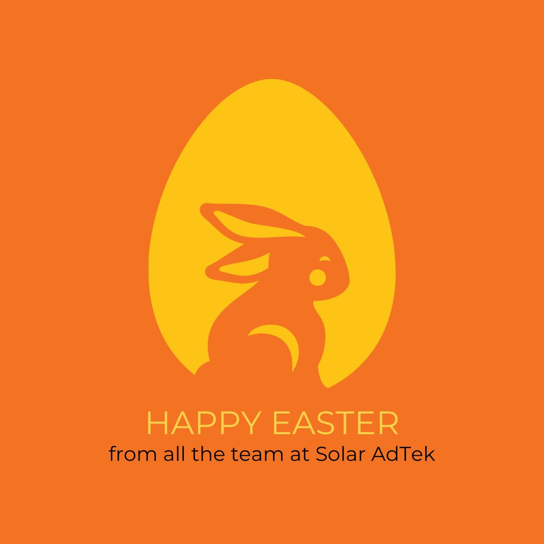 Wishing everyone a very Happy Easter.

Please note our offices will be closed from Friday, 29th March until Monday, 1st April inclusive.

#solaradtek #lightingspecialists #solarlighting #OOHlighting