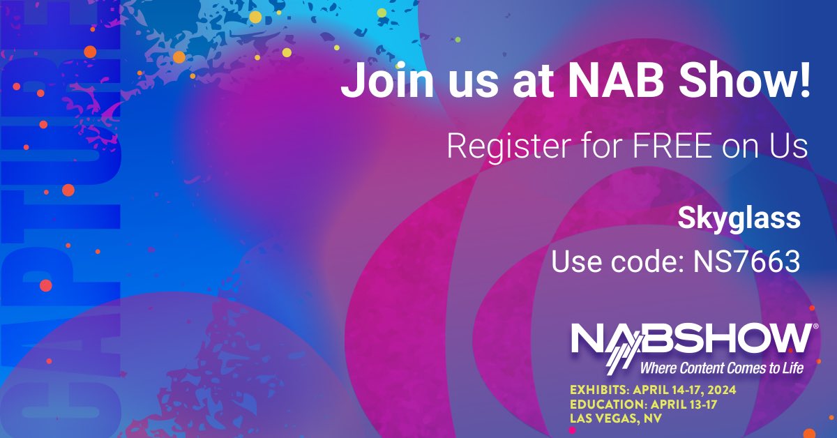 Come join us at NAB this year on April 15-17th in Las Vegas! We’d love to meet you, chat and show you an in person demo of the app. Use our code below to get in free! 👏