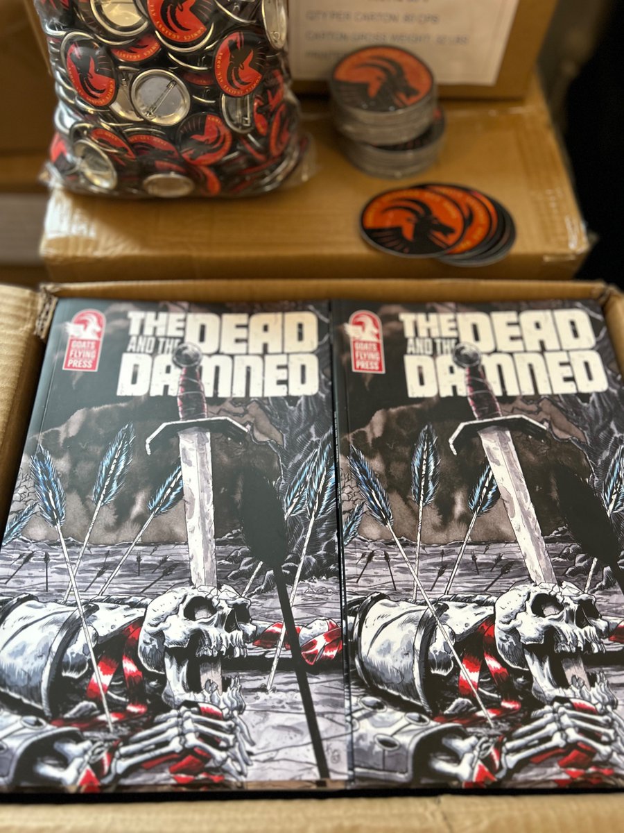 It’s here! The shipment of our debut title THE DEAD AND THE DAMNED #1 by @TreeBeerd @SGirner & @jeffcpowell has arrived and we’re beginning to ship to our Backers immediately.

More news to come but rest assured this winged goat is flyin’ high today!

🐐🪽🔥🔥🔥🔥🔥