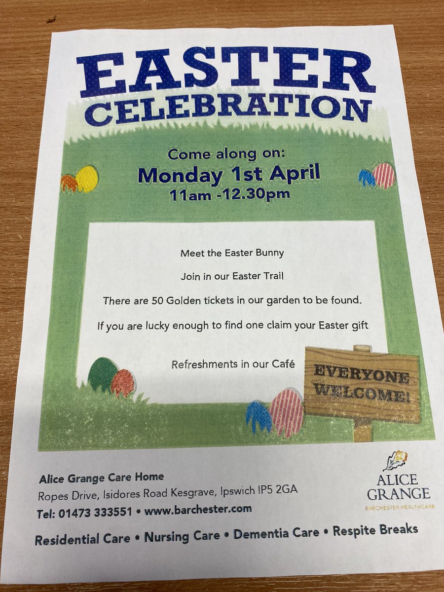Our friends at Alice Grange are having an Easter Egg hunt on Monday. Go along for some fun 🐣