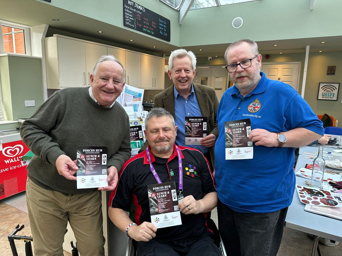 With Richard Graham MP and Chris and Phil at the Forces GL3 Community Hub at Churchdown. They do a great job of bringing veterans together to tell them about help available and to enjoy tea and a bite! A pleasure to be there.