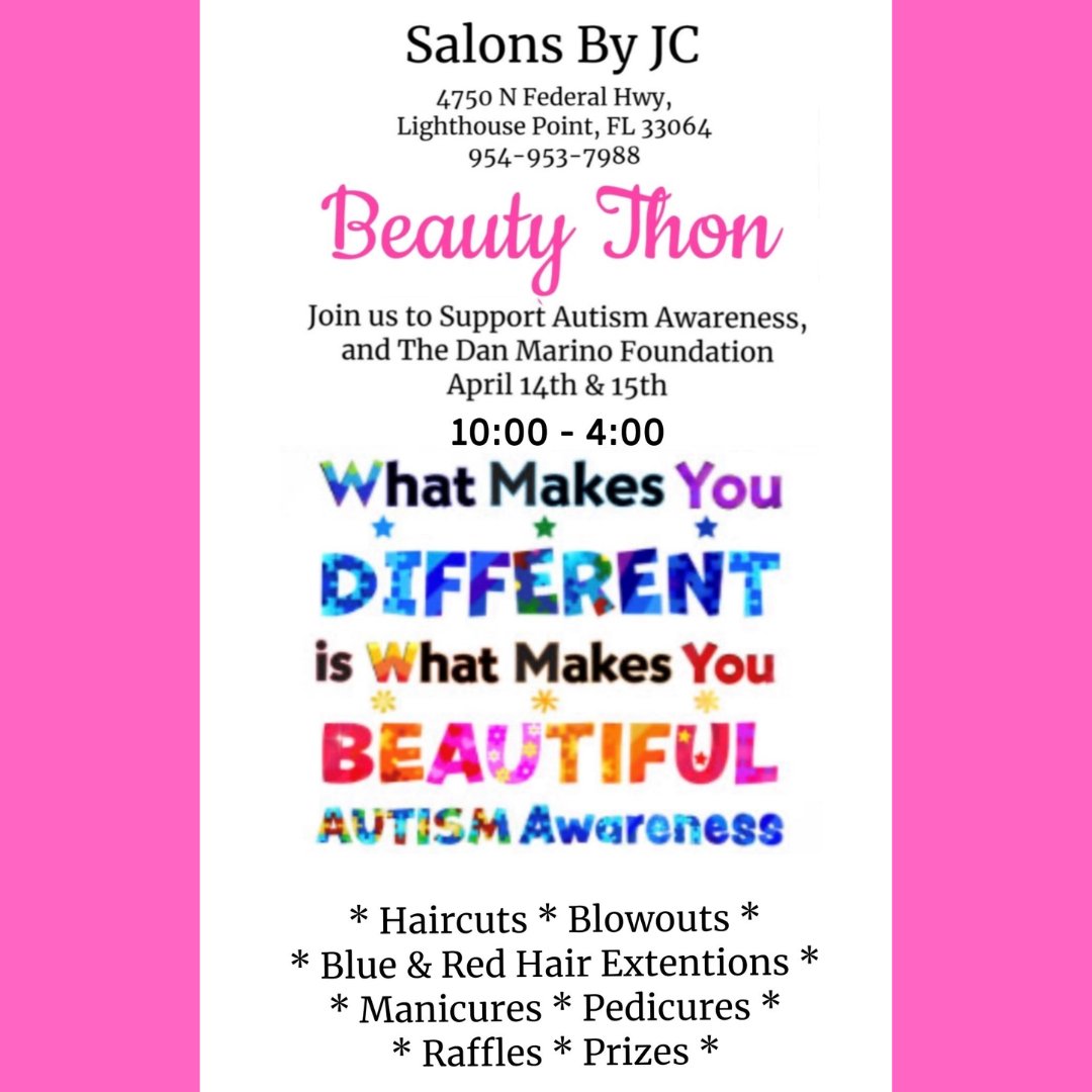 Glam for Good! Join us at JC Salons on April 14th & 15th for a special fundraising event supporting the Dan Marino Foundation. Let's beautify for a cause!