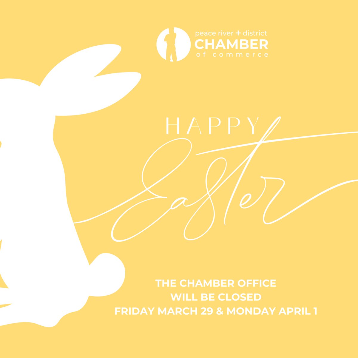 PR_Chamber's tweet image. Have a Happy Easter weekend! The Chamber office will be closed Friday March 29 and Monday April 1. 

#PeaceRiverChamber #PeaceRiverChamberOfCommerce #HappyEaster