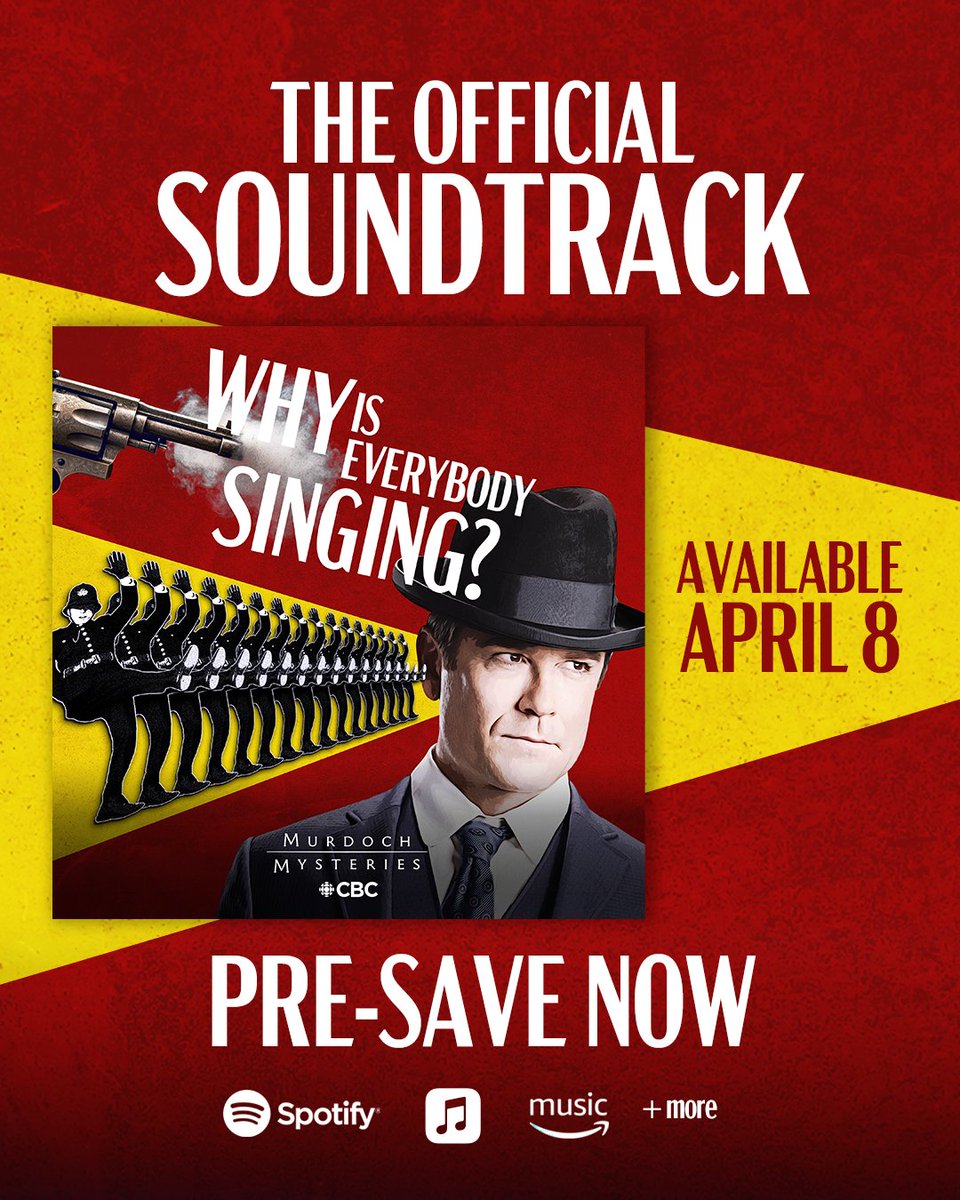 🎶 Pre-Save Now! 🎶 Bloody hell! The official Why Is Everybody Singing? Musical soundtrack launches APRIL 8 across all major music streaming platforms. Pre-save now to be the first to listen! orcd.co/murdochmusical #MurdochMysteries