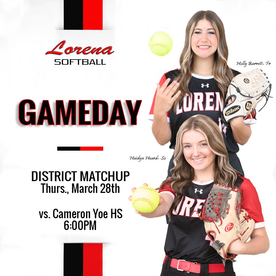 🥎 It's GameDay!! Short turn around from the other night but come out to Leopard softball field tonight and support your Lady Leopards in their district match-up!! #betheone @Athletics_LISD | @LHS_Leopards | @LorenaISD