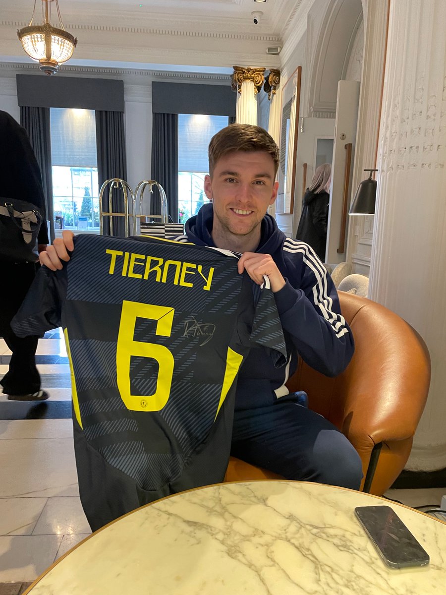 cian has had a really tough time lately which included a 17hr operation so we decided to give him a special gift, Kieran Tierney being the guy he is insisted he gave him his match worn top from the holland game last week cian was one happy boy today @kierantierney1