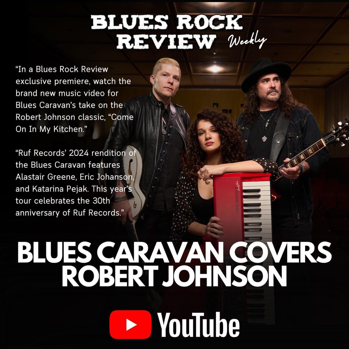Ruf's Blues Caravan Covers Robert Johnson
𝐂𝐇𝐄𝐂𝐊 𝐈𝐓 𝐎𝐔𝐓! Blues Rock Review features the 2024 RUF’S Blues Caravan on their “Blues Rock Review Weekly” segment! youtu.be/QLEvnd-szYo?si…
“Come On In My Kitchen” video featuring Alastair Greene, Eric Johanson and Katarina Pejak