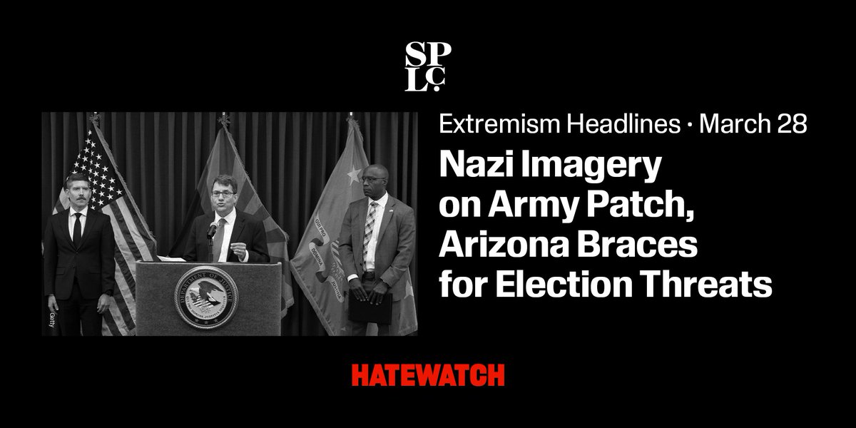 splcenter's tweet image. 📲 Check out the SPLC&apos;s #IntelligenceProject round up of recent work and interesting headlines 🎯: bit.ly/43EwVQa

🔦One highlight: The @USArmy is investigating a unit for posting a photo of a soldier wearing imagery used by World War II Nazis, @taskandpurpose reported.