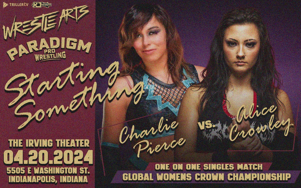 WrestleArtsIndy's tweet photo. 🚨BREAKING🚨
@alicecrowley19 will defend her newly won Global Women's Crown against the returning @thecpierce!
WrestleARTS/ @ParadigmProWres present #startingsomething
📅4/20/24
🎟️https://t.co/xCfnR8Nu9T
📍@irvingtheater
SAVE $10 OFF PER TICKET WITH CODE 10OFF https://t.co/RpD23vxPfy