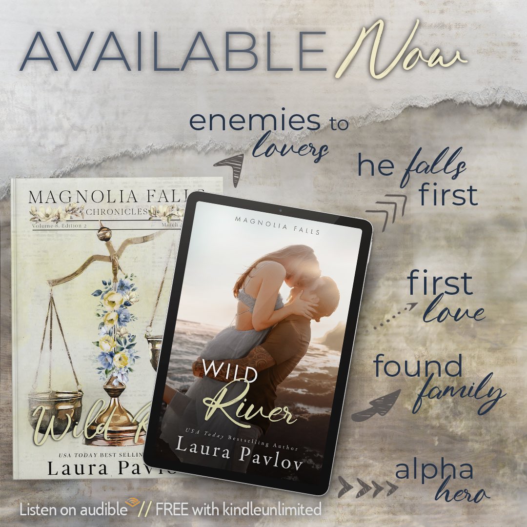 Wild River by @laurapavlovauthor is now LIVE! 
Download today or read for FREE with #kindleunlimited 
geni.us/wildriver
Paperbacks available in both covers!
Add to Goodreads: bit.ly/41OUXah
#laurapavlov #magnoliafallsseries #wildriver #ContemporaryRomance
