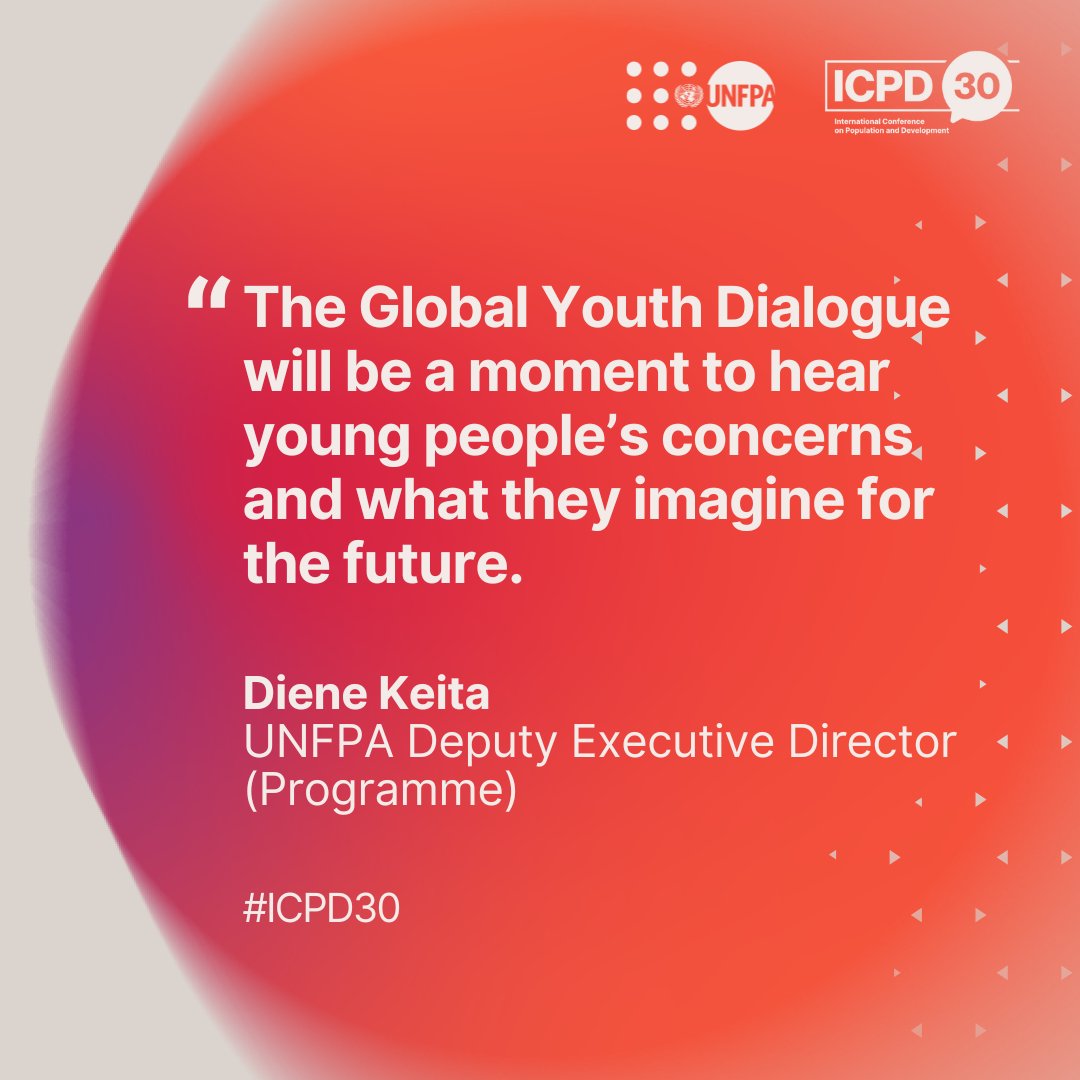 We couldn’t agree more, @DieneKeita! Next week’s Global Youth Dialogue in #Benin will celebrate young people as changemakers, partners in development and custodians of the ICPD Programme of Action. Find out more: unf.pa/gyd #GlobalGoals #ICPD30