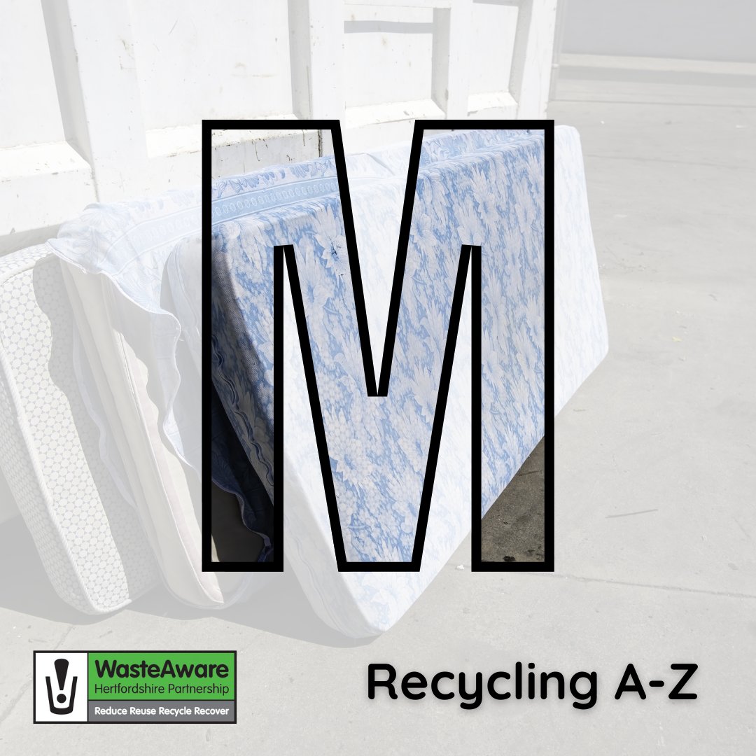 M is for… 🛏Mattresses: can be disposed of at #RecyclingCentres. Or, contact your local council to get it collected as part of a bulky waste service. If the #mattress is stained, it can't be it must be collected by your district or borough council. hertfordshire.gov.uk/a-z-sda