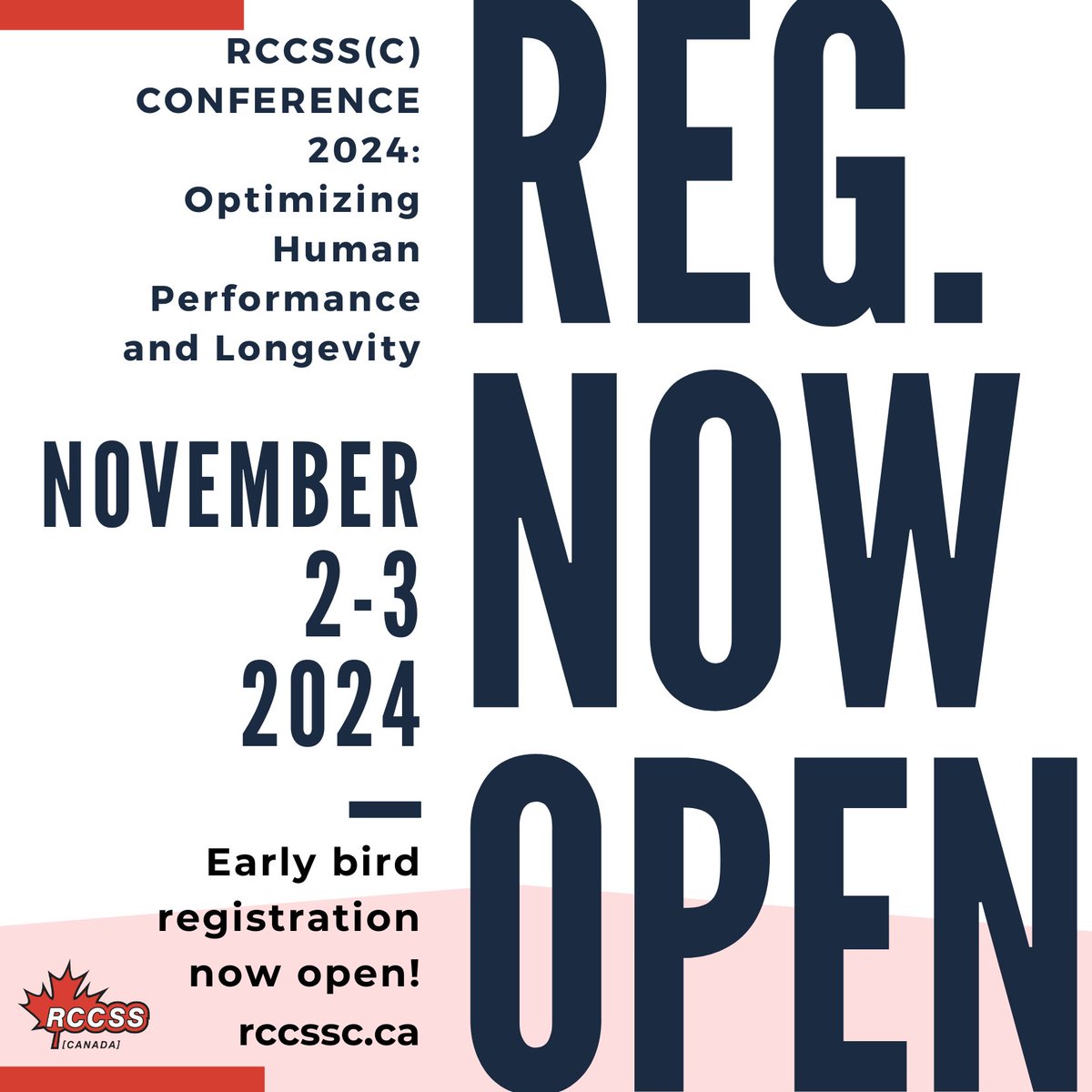 Exciting News Alert! Early bird registration is NOW OPEN for our Fall Conference!

Don't miss out on this opportunity to join us for a weekend filled with insights, networking, and all things performance and longevity!

Pricing details and Registration at RCCSSC.CA