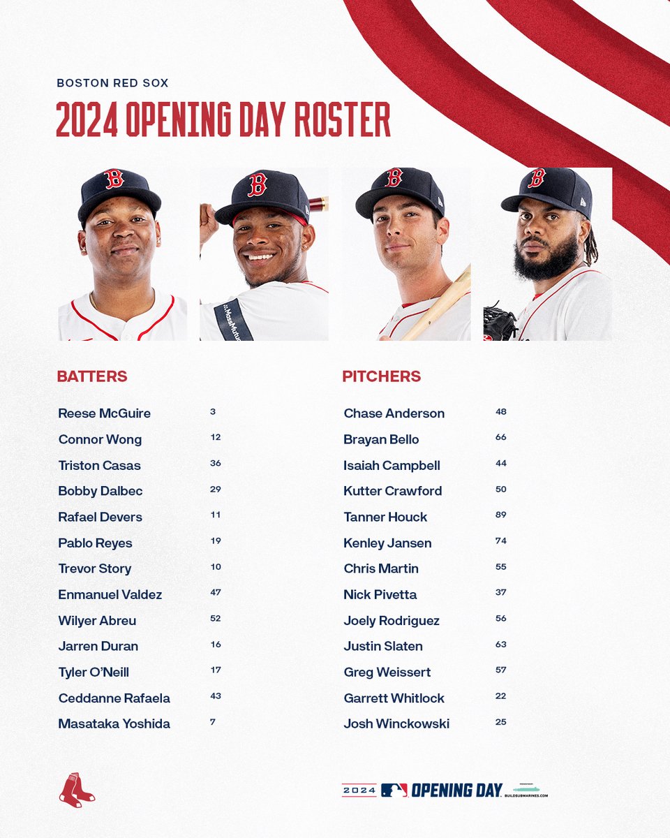Red Sox on X: “Your 2024 Red Sox #OpeningDay roster! https://t.co