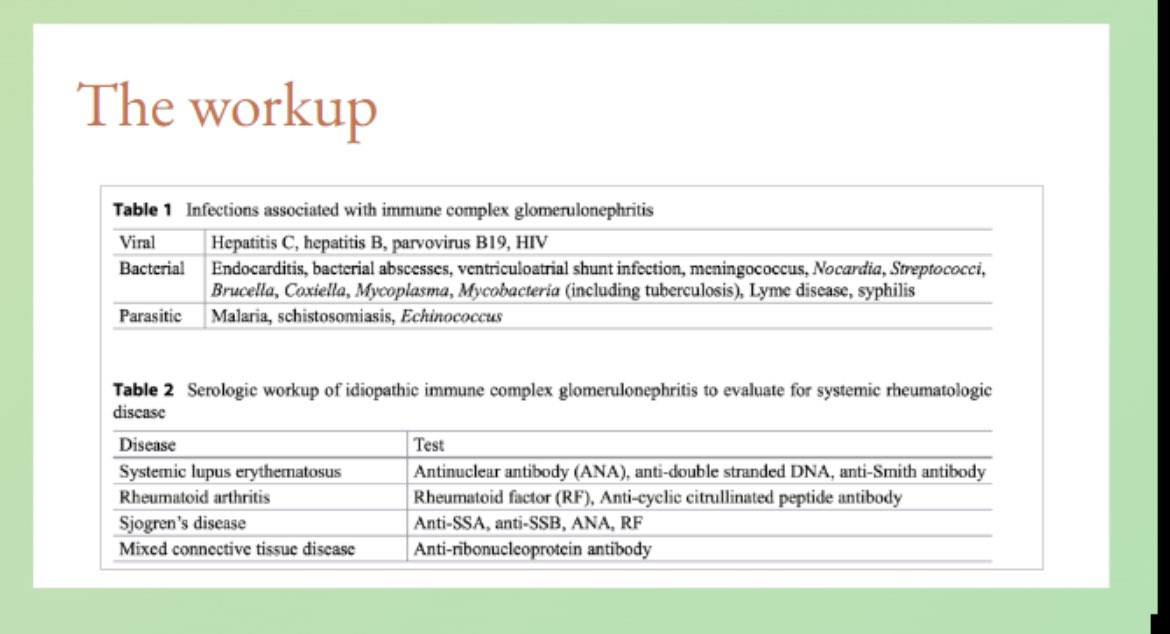 🧪🫘Work up one must do in a patient with immune complex GN 

Rule out 👇(Checklist)

infections 🦠 

Autoimmune 🧬

Paraproteinemia 🦀

@ISNeducation @srikanthnephro @myadla #ECNeph