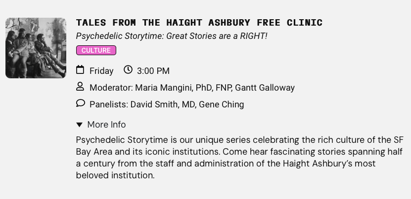 I will be a panelist at Discovery Sessions: The Bay Area Psychedelics Conference on April 19 2024 in San Francisco. geneching.wordpress.com/2024/03/28/i-w… 
#psychedelics #discoverysessions #haightashburyfreeclinic #harmprevention #drugs #bicycleday #tuneinturnon #goaskalice