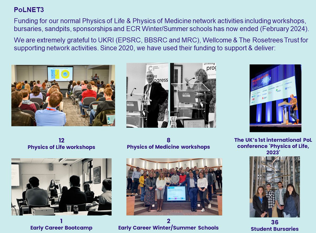 @PhysicsofLifeUK is now focusing efforts on delivering its PoL PDRA scheme and roadmap. In our latest mailing alert: conta.cc/3x83fyL, we look back at our activities over the past 3 years & discuss what's next! @epsrc @bbsrc @mrc @RosetreesT @wellcometrust