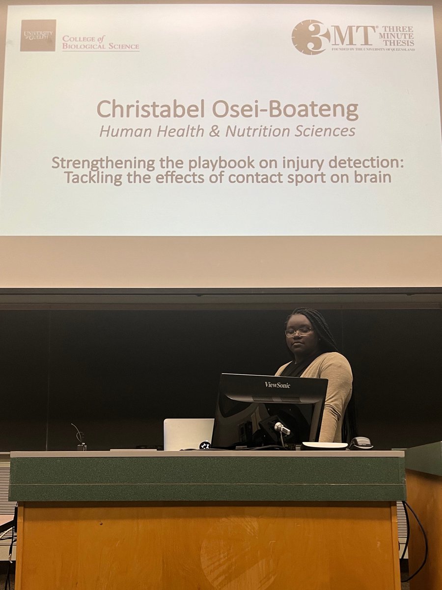 📢CHRISTABEL COMPETES AT #3MT! 🧠The Effects of Contact Sport on the Brain 🎓Christabel Osei-Boateng, MSc Student @UofG_HHNS! 🥼Dr. Mike Tymko's Lab @UofGResearch ⏱️3MT® COMPETITION 🎙️College of Biological Science Heat 🗓️Mar 27 📌OVC1714 🔬#WomenInScience 🏛️#UofG #UofGCBS